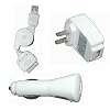 Universal Apple iPod USB Charger Kit - USB Retractable Hotsync Cable - USB Home Travel Charger - USB 12V Cigarette Lighter Charger