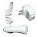 Universal Apple iPod USB Charger Kit - USB Retractable Hotsync Cable - USB Home Travel Charger - USB 12V Cigarette Lighter Charger