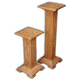 Plant Stand-Pedestal-Oak, large by Plant Stands