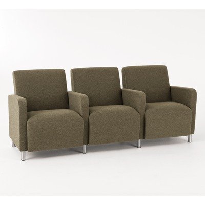 Ravenna Series Three Seat Sofa with Center Arms Finish: Walnut, Material: Kilkenny Tweed Curry Vinyl