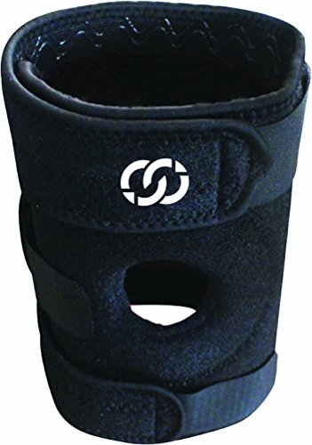 Knee Brace By Compressions &#8211; Adjustable Velcro Open Patella Neoprene Knee Support Brace with Spring Steel Side Stays &#8211; 100% Money Back Guarantee &#8211; For Men and Women &#8211; Great Compression for Arthritis, ACL, and Meniscus Tears &#8211; For Basketball, Crossfit, Running, Skiing, Tennis and Volleyball &#8211; 1 Black Brace