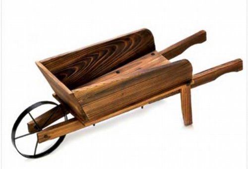 WOOD WHEELBARROW FARM GARDEN FLOWER POT PLANTER CART
