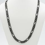 PalmBeach Jewelry Black Ruthenium Finish Figaro-Link Necklace 30