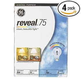 G E Lighting 48689 Ge 75W Reveal Lamp, 4-Pack