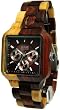 Tense Inlaid Solid Natural Wood Square Dial Watch Multi-Eye B7305I