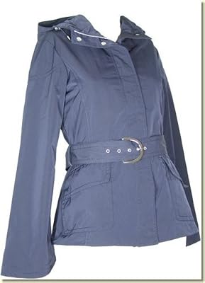 Rainforest - Women's Short Navy Belted Hooded Raincoat