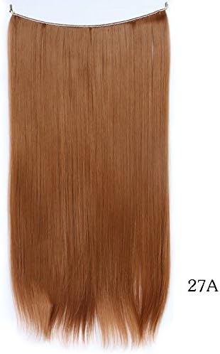 Manwu Popular Hide Halo 22inch Hair Straight Flip in Hair Extension Synthetic Women's Wig 27A(Light copper blonde)