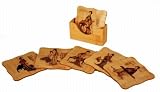Set Of 6 Chinese Painting Bamboo Coasters