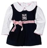 So La Vita Baby-girls Infant Velvet Trim Corduroy Jumper, Navy, 12 Months