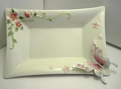 Butterfly Garden Ceramic Vanity Tray