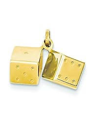 14K Gold Dice Charm Gambler Gambling Jewelry