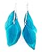 One New Pair of Vivid Teal Three Feather Earrings with Rinestones