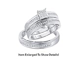 Stunning Micro Pave White Gold 3 Pc. Genuine Diamond Wedding Set for Him and Her