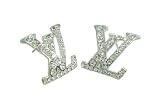 Sterling Silver Plated LV Stud Earring White Crystal,With Free Small Double Earring.(By J.P.Accessory)
