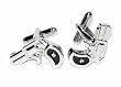 Silver-Tone Men's Cuff Links HANDGUN Shaped Cufflinks