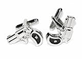 Silver-Tone Men's Cuff Links HANDGUN Shaped Cufflinks