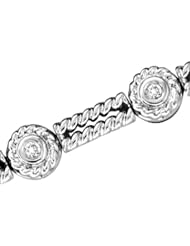 0.25ct tw Diamond Antique Look Bracelet 7 Inch 14k White Gold Double Safety Lock H-J SI-I Quality