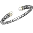 Sterling Silver and 14K Yellow Gold Cultured Pearl Bracelet