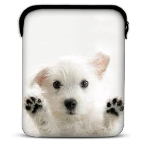 Taylorhe iPad Sleeve 1 or 2 / bag / case cute white puppy