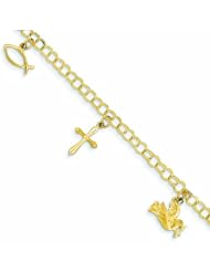 Genuine 14K Yellow Gold Religious Charm Bracelet 8 Inches 4 Grams Of Gold 100% Satisfaction Guaranteed.
