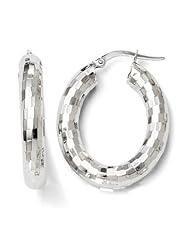 14k White gold Leslies Oval Hinged Hoop Earrings