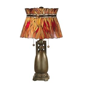Dale Tiffany TT50097 Abbott Tiffany Table Lamp, Antique Bronze and Art Glass Shade