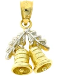 Dazzlers Solid 14k Gold 3D Christmas Bell Charm Pendant Available in three colors from jewelsberry (weights: 2.6 grams only)