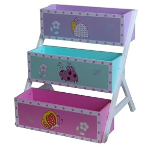 4Gr8 Kidz Pink Series Kids 3 Layer Wooden Bin Toy Organizer