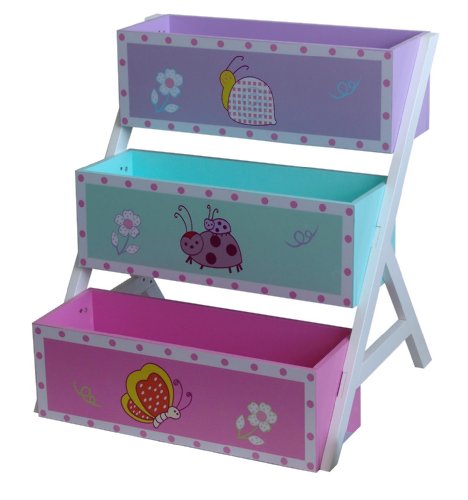 4Gr8 Kidz Pink Series Kids 3 Layer Wooden Bin Toy Organizer