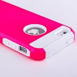 ATC Pink Armor Defender Hybrid Silicone/PC Hard Back Case Skin for iPhone 5 + Free Screen Protector & Stylus