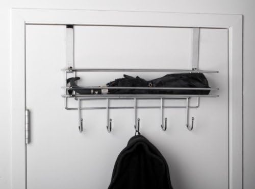 OVER THE DOOR HOOK-CHROME FINISH WITH 5 HOOKS AND SHELF