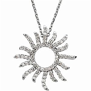 White Gold Diamond Sun Pendant Necklace