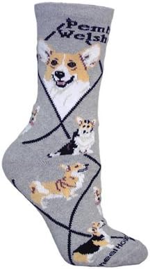Welsh Corgi Pembroke (Gray) Dog Adult Socks by WHD (Size 9-11)