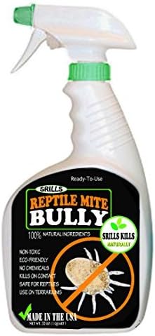 Reptile Mite Bully - All Natural Non-toxic Reptile Mite Control Spray + Terrarium &amp; Bedding Cleaner 32 oz by SRILLS
