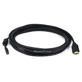 Monoprice 15ft 34AWG Standard HDMI Cable With Ethernet - HDMI Micro to HDMI Connector