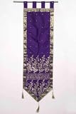 Purple Sari Wall Runner / Wall Hanging with Tab Tops and Tassels