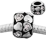 Believe Beads 1 X Clear Stone Hearts and Plain Hearts Spacer Charm Bead fits Pandora/Troll/Chamilia