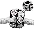 Believe Beads 1 X Clear Stone Hearts and Plain Hearts Spacer Charm Bead fits Pandora/Troll/Chamilia