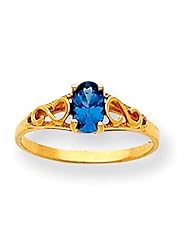 MadiK® Childrens 14K Yellow Gold Synthetic Oval Blue Zircon Polished Ring Sz 3