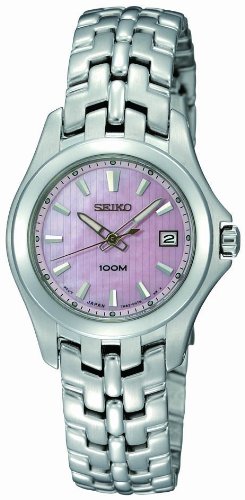 Seiko Women's SXDB87 Dress Solid Stainless-Steel Case and Bracelet Pink Mother-of-Pearl Dial Watch