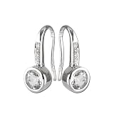 14K White Gold 0.04 ct. Diamond and 1 1/3 ct. White Topaz Earrings