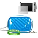 HP PB360 Touch Screen Camera Accessories Kit: Glossy Sky Blue Protective Hard HP Camera Case + Universal HP Digital Camera Screen Protector + Live * Laugh * Love VG Wrist Band!!!