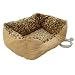 Small sized heated pet bed with leopard print design