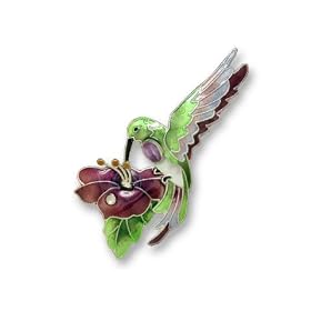 Clearly Charming Amethyst Hummingbird Silver and Enamel Pin by Zarah by Clearly Charming