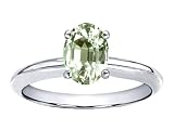 1.25 cts Genuine Green Amethyst Engagement Ring - 14kt White or Yellow Gold