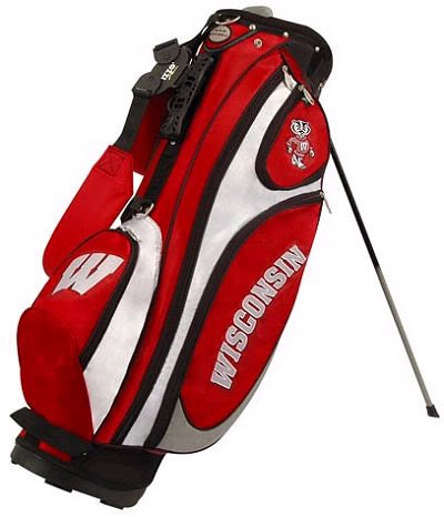 WISCONSIN BADGERS OFFICIAL TEAM LOGO GRIDIRON STAND GOLF BAG