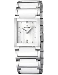Festina Womens Ceramic F16536/1 Silver Stainless-Steel Analog Quartz Watch with White Dial