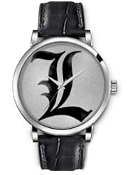 SPRAWL Aanalog Fashion Series Silver Ladies Watches of Genuine Black Leather Strap,Unique Wrist Watch for Women Girls Designed with Mark L