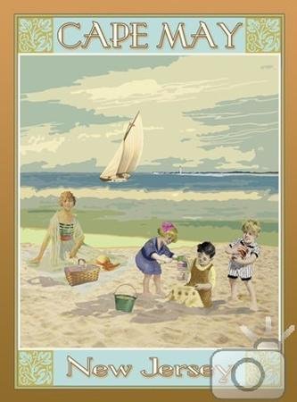 Cape May, NJ-Art Deco Style Vintage Travel Poster by Aurelio Grisanty