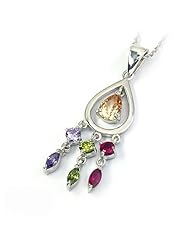 .925 Sterling Silver Cz Teardrop Dangle and Drop Pendant Necklace 18"